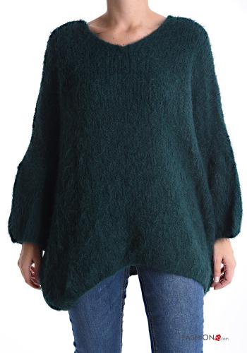 oversized long sleeve Wool Mix Sweater with v-neck - ph 1