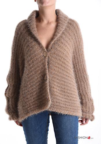Cardigan maniche extra lunghe con colletto con bottoni scollo a V - ph 1