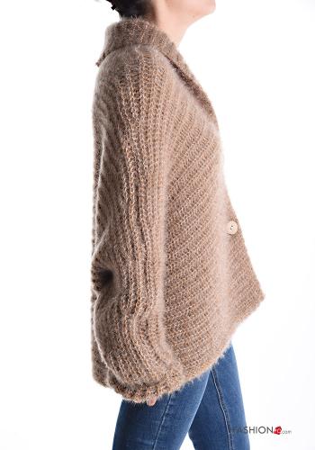 Cardigan maniche extra lunghe con colletto con bottoni scollo a V - ph 3