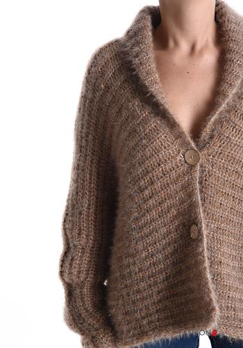 Cardigan maniche extra lunghe con colletto con bottoni scollo a V - ph 4