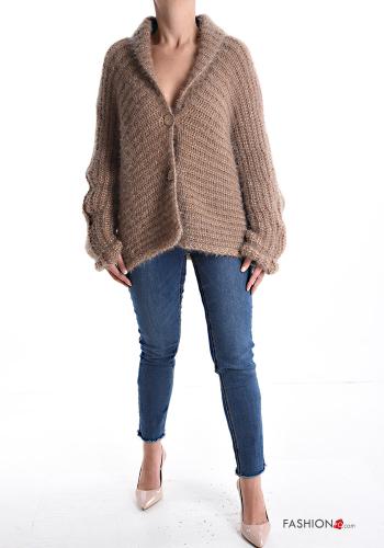 Cardigan maniche extra lunghe con colletto con bottoni scollo a V - ph 5