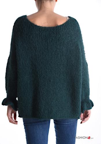 lange ärmel Strickpullover aus Wollmischung mit Schleife schulterfrei - ph 2