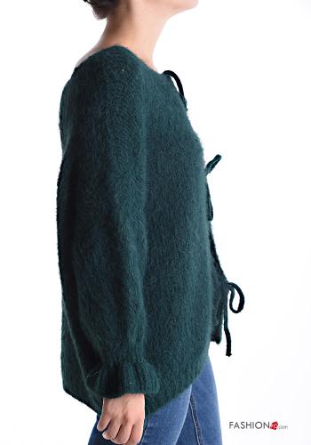 lange ärmel Strickpullover aus Wollmischung mit Schleife schulterfrei - ph 3