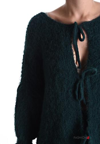 lange ärmel Strickpullover aus Wollmischung mit Schleife schulterfrei - ph 4
