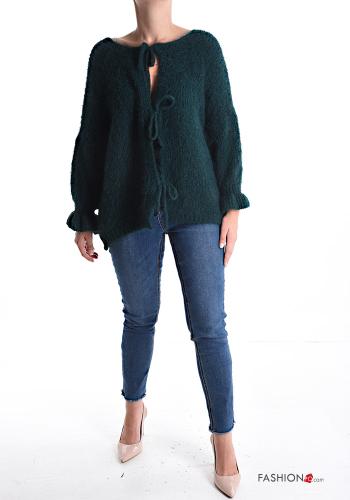 lange ärmel Strickpullover aus Wollmischung mit Schleife schulterfrei - ph 5