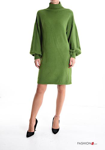puff sleeve knee-length long sleeve Dress Rollneck - ph 1