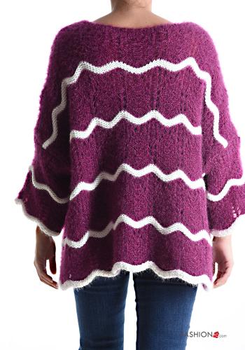 Embroidered Sweater 3/4 sleeve boat neckline - ph 2
