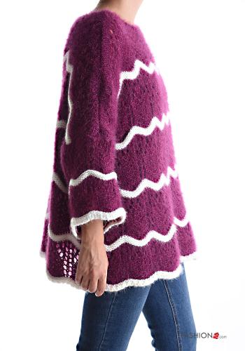 Embroidered Sweater 3/4 sleeve boat neckline - ph 3