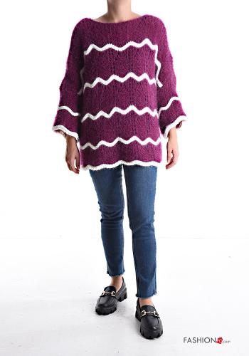 Embroidered Sweater 3/4 sleeve boat neckline - ph 5