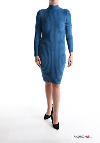 Ribbed knee-length long sleeve Dress Rollneck - ph 1