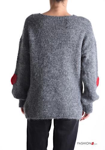 Maglione in Misto Lana maniche lunghe Fantasia cuore scollo a V - ph 2