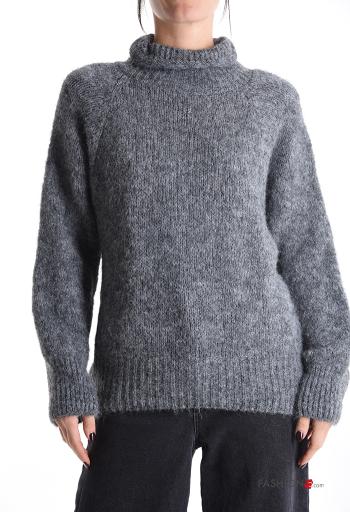 lange ärmel Strickpullover aus Wollmischung Rollkragen- - ph 1