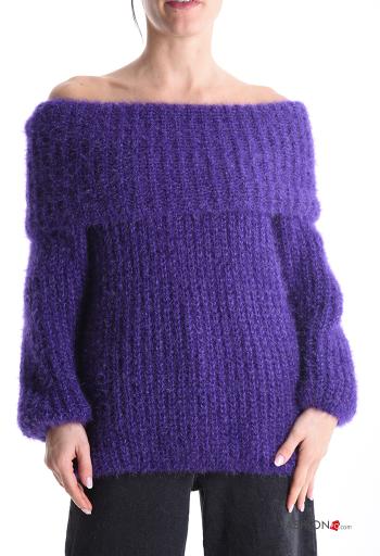 Maglione maniche lunghe scollo alla bardot