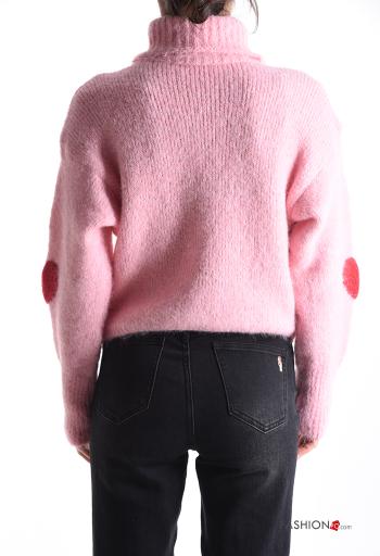 Maglione in Misto Lana maniche lunghe Fantasia cuore a collo alto - ph 2