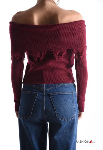 Maglione maniche lunghe corto scollo alla bardot - ph 2