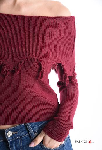 Maglione maniche lunghe corto scollo alla bardot - ph 4