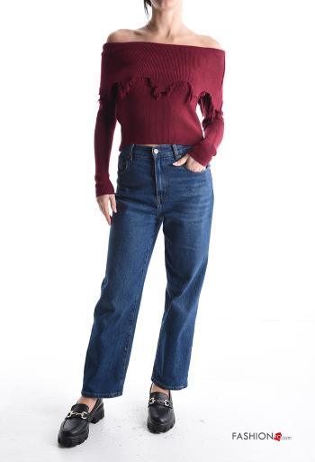 Maglione maniche lunghe corto scollo alla bardot - ph 5