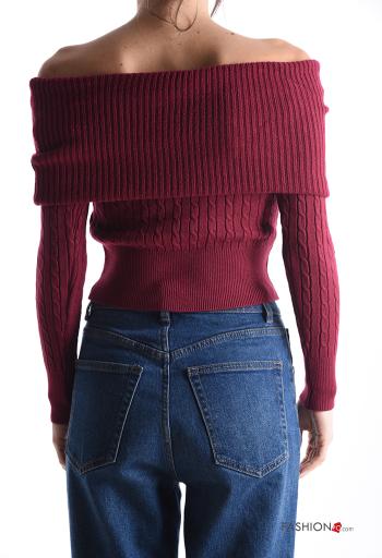 Maglione maniche lunghe costine corto scollo alla bardot - ph 2