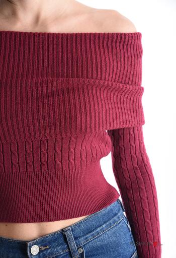 Maglione maniche lunghe costine corto scollo alla bardot - ph 4