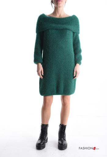 long sleeve knee-length Dress bardot neckline