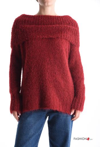 Maglione in Misto Lana maniche lunghe scollo alla bardot