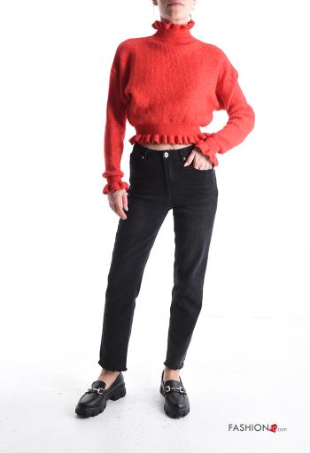 Maglione in Misto Lana corto a collo alto con elastico - ph 5