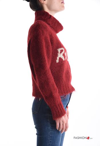 Maglione in Misto Lana maniche lunghe Fantasia scritta a collo alto - ph 3