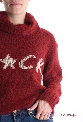 Maglione in Misto Lana maniche lunghe Fantasia scritta a collo alto - ph 4