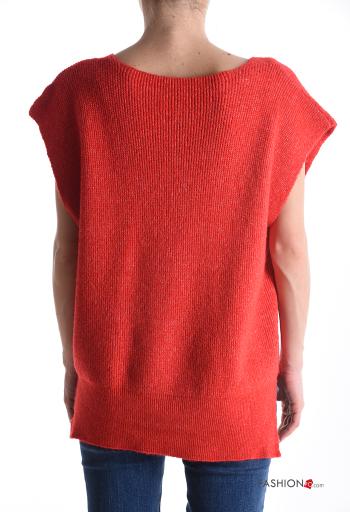Maglione in Misto Lana costine maniche corte scollo a V - ph 2