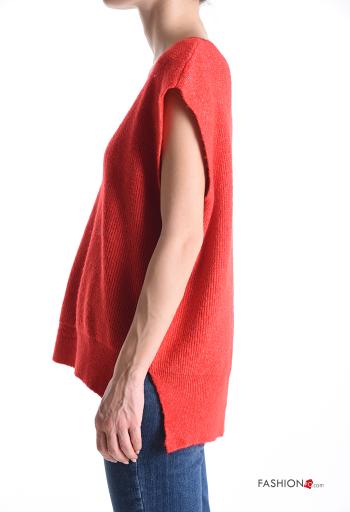 Maglione in Misto Lana costine maniche corte scollo a V - ph 3