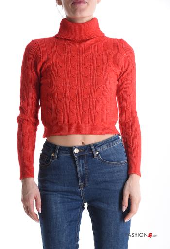 Maglione in Misto Lana maniche lunghe corto a collo alto