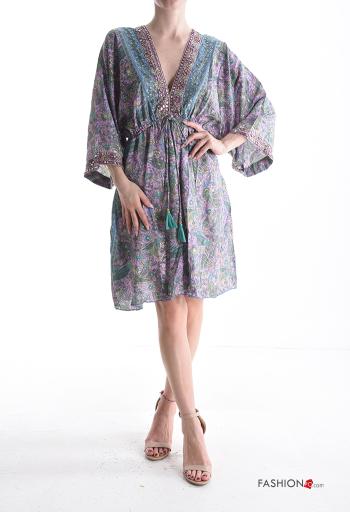 Abito in Seta scollato sulla schiena regolabile maniche lunghe scollo a V