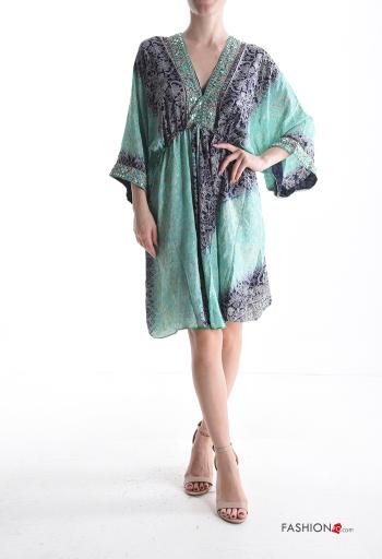 Abito in Seta scollato sulla schiena regolabile maniche lunghe scollo a V