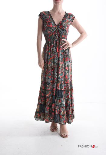 short sleeve Silk Dress with v-neck