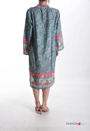 Tunica in Seta maniche lunghe Fantasia mista scollo a V - ph 2