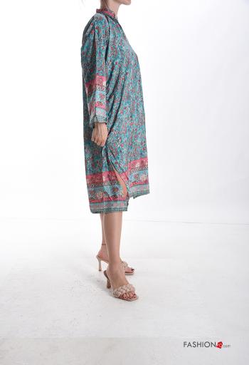 Tunica in Seta maniche lunghe Fantasia mista scollo a V - ph 3