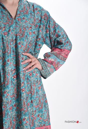 Tunica in Seta maniche lunghe Fantasia mista scollo a V - ph 4