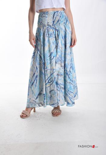 Graphic Print wide leg Silk Skort with pockets with elastic