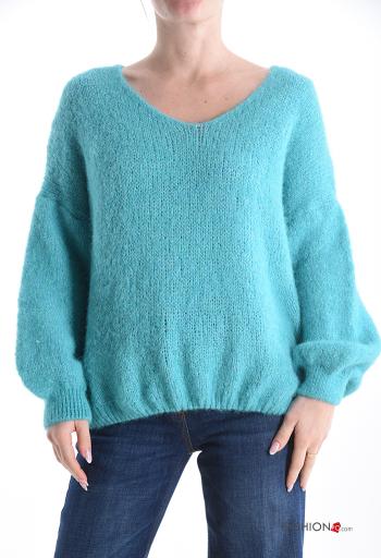 Maglione in Misto Lana maniche lunghe scollo a V