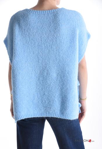 Maglione in Misto Lana maniche corte girocollo con spacco con fiocco con nodo - ph 2