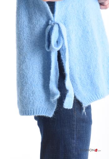 Maglione in Misto Lana maniche corte girocollo con spacco con fiocco con nodo - ph 4