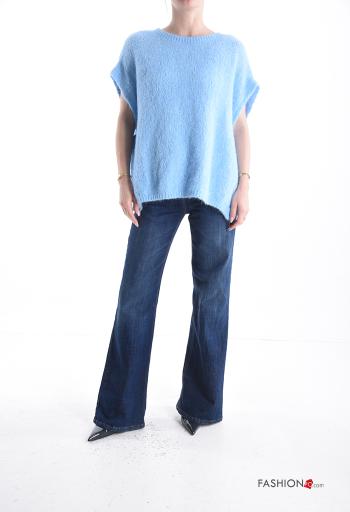 Maglione in Misto Lana maniche corte girocollo con spacco con fiocco con nodo - ph 5