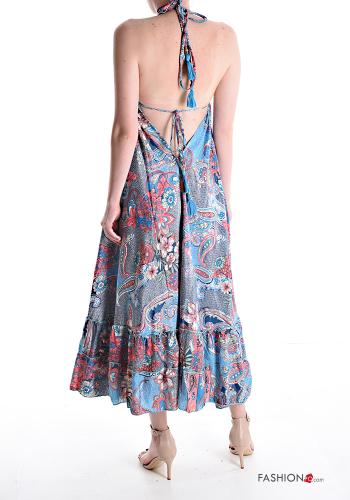 Abito in Seta senza maniche lungo Fantasia jacquard con balze scollo a V - ph 2