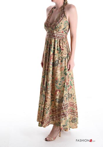Abito in Seta senza maniche lungo Fantasia jacquard scollo a V - ph 3