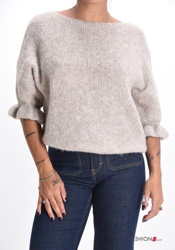 Maglione in Misto Lana girocollo maniche a tre quarti