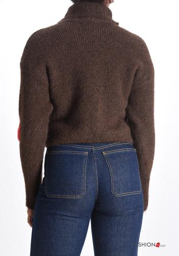 heart motif long sleeve mini Wool Mix Sweater Rollneck - ph 2