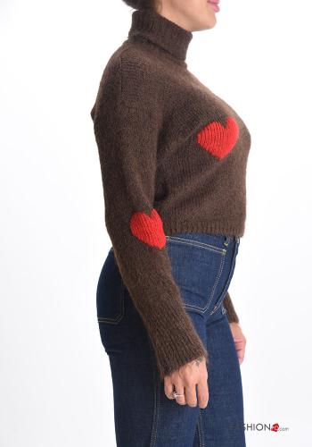 heart motif long sleeve mini Wool Mix Sweater Rollneck - ph 3