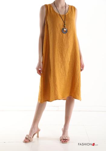 Linen Sleeveless Dress with necklace - ph 1