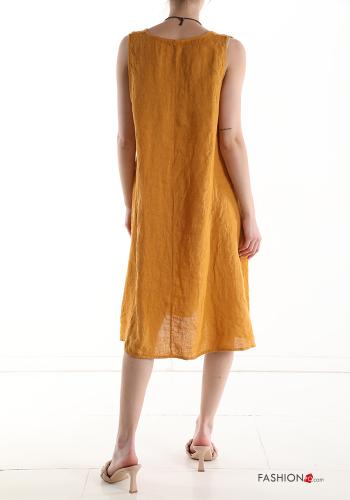 Linen Sleeveless Dress with necklace - ph 2