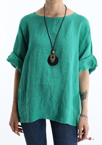 Bluse aus Leinen mit Halskette - ph 1